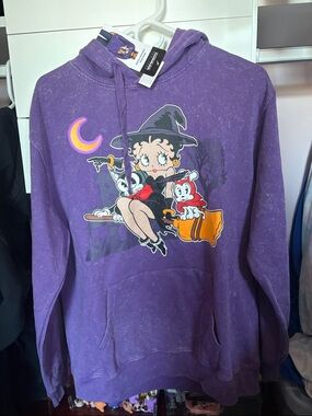 Betty Boop Purple Witch Pullover Hoodie - Kids Halloween
